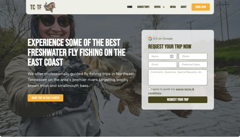 Tri-City Troutfitters website built by Flood Tide