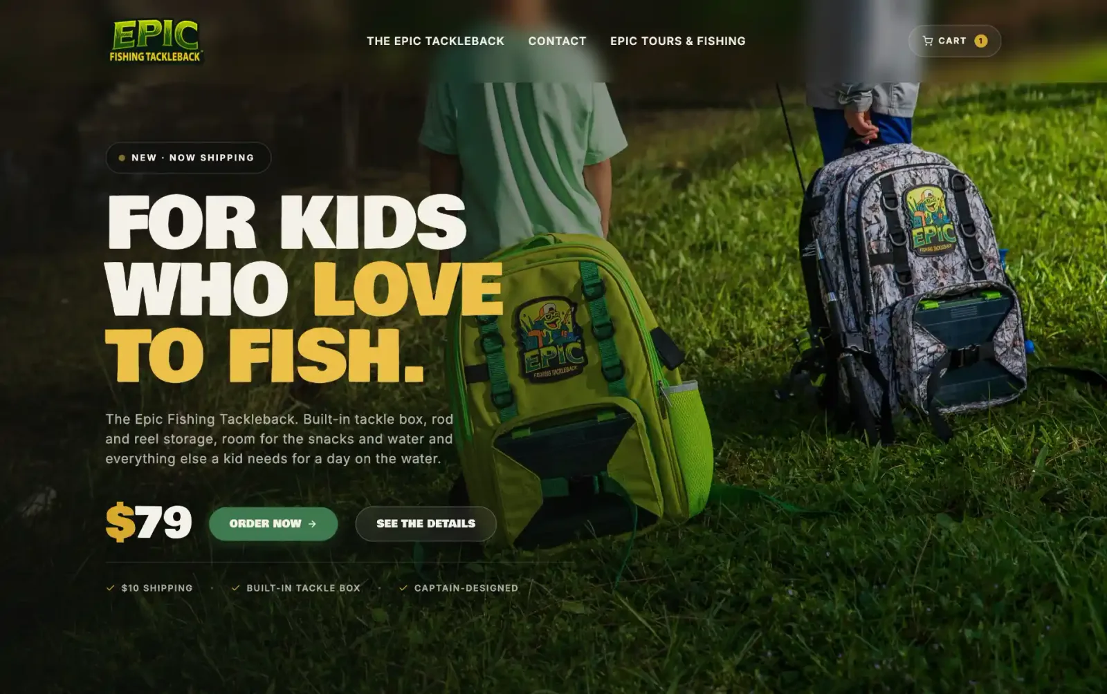 Epic Fishing website page 1
