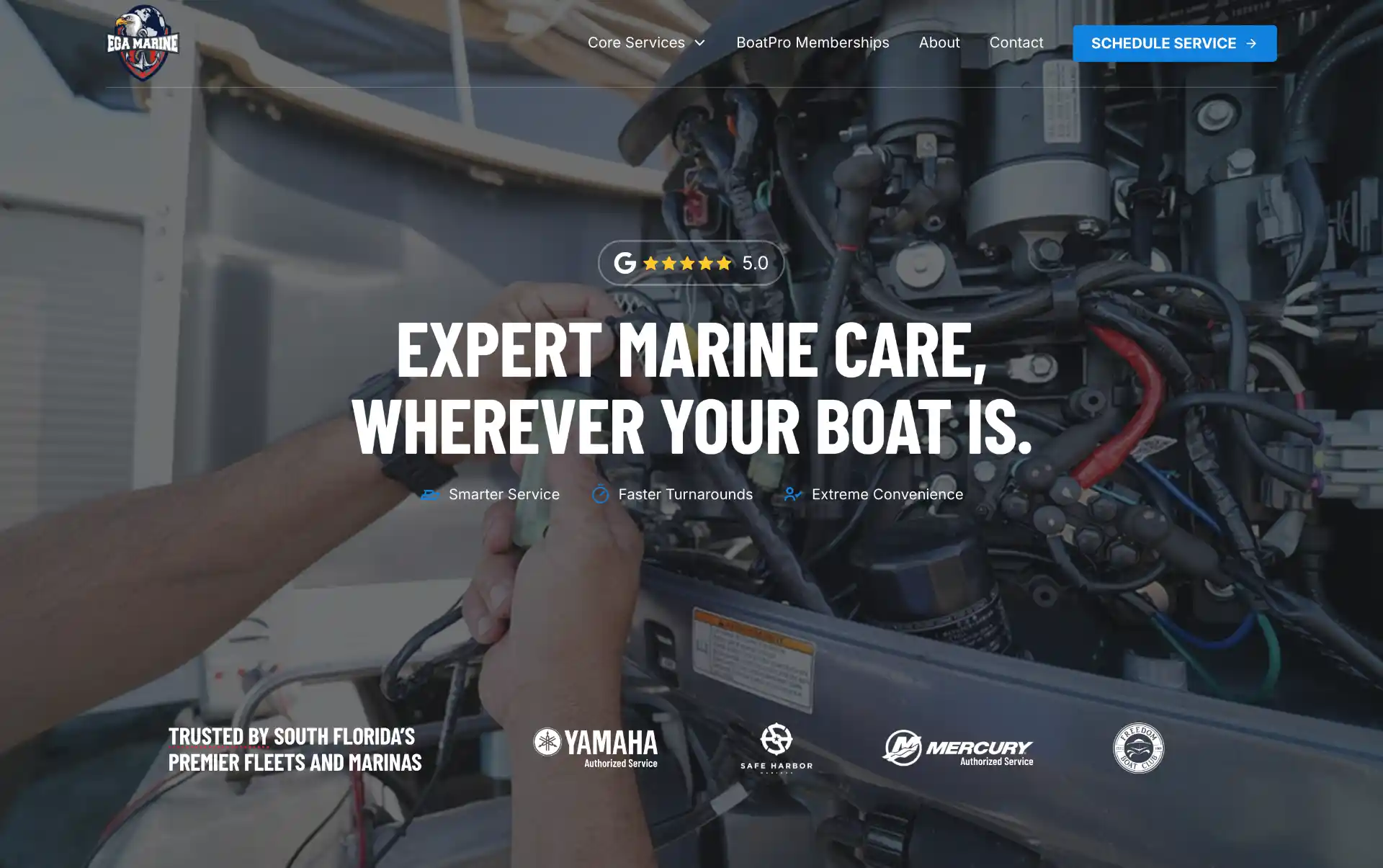 EGA Marine website built by Flood Tide