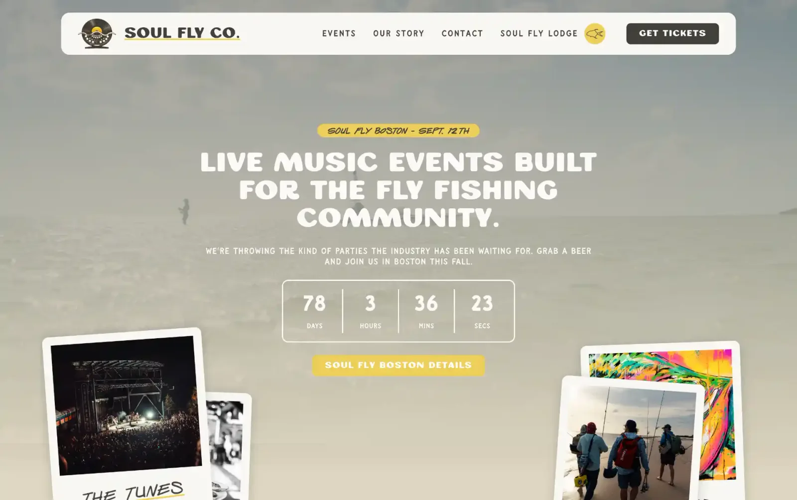 Soul Fly Events Co. website page 1