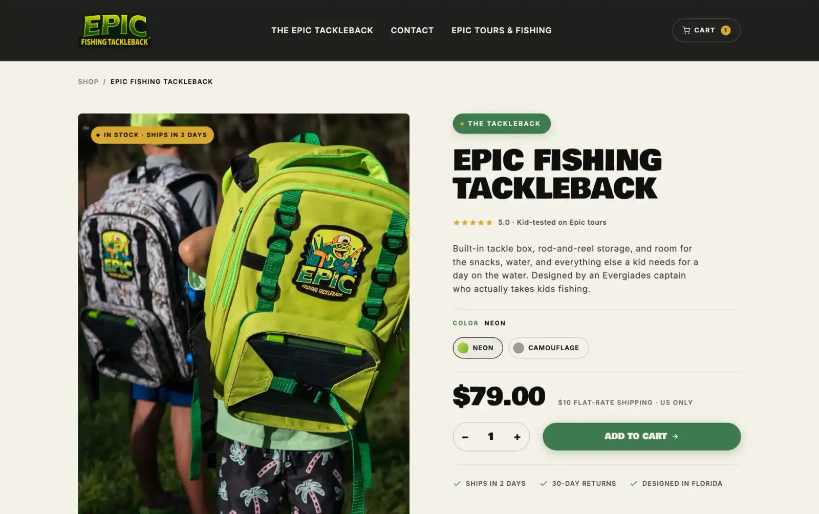 Epic Fishing website page 2